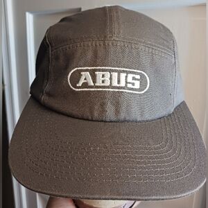 ABUS German Cycling & Security 5 Panel Hat ,  Adjustable Grey Cap Very Good